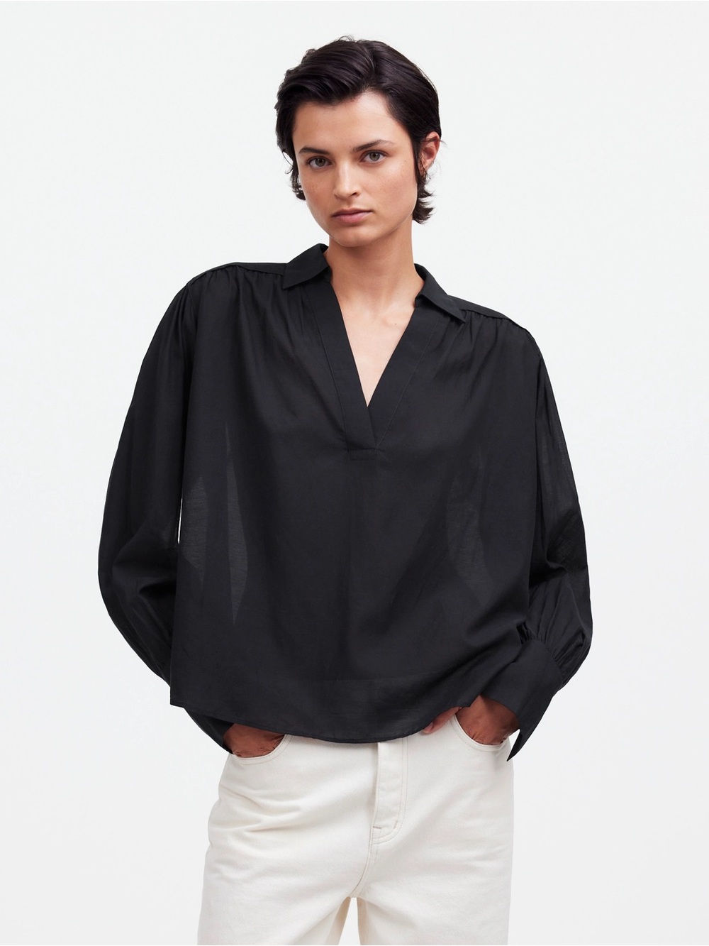 Madewell Easy Long-Sleeve Popover Shirt Size Medium